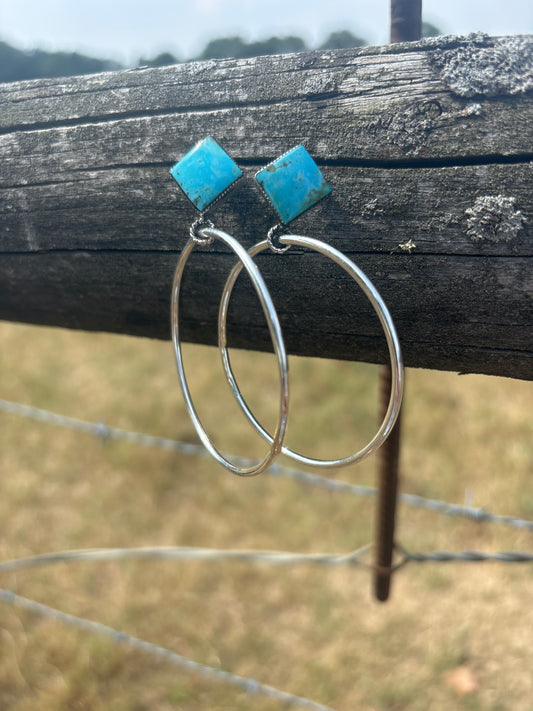 Turquoise Stud Hoops