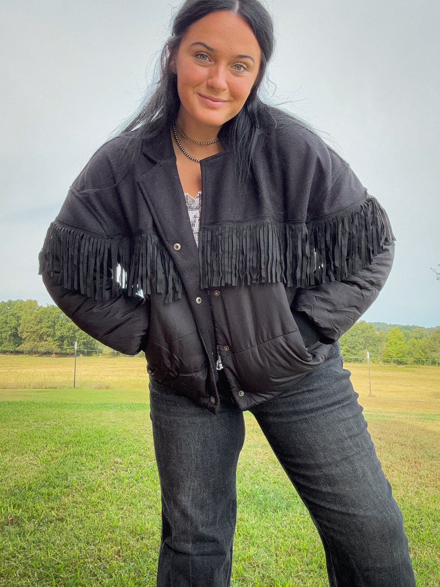 Fringe Puffer Jacket