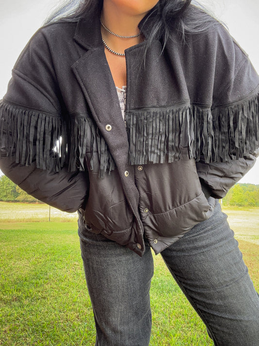 Fringe Puffer Jacket